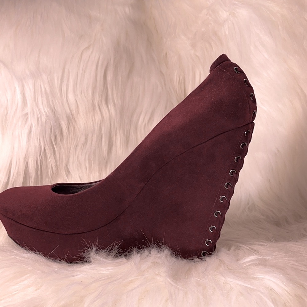 Guess by Marciano Burgundy Corset Wedge - Picture 5 of 12
